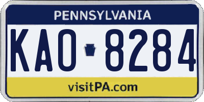 PA license plate KAO8284