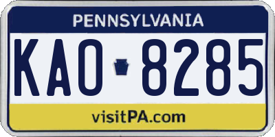 PA license plate KAO8285