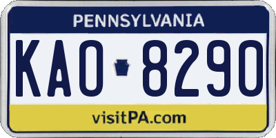 PA license plate KAO8290