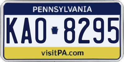 PA license plate KAO8295