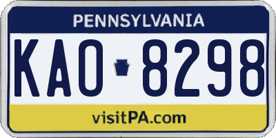 PA license plate KAO8298