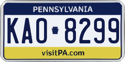 PA license plate KAO8299
