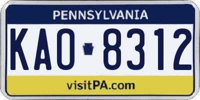 PA license plate KAO8312