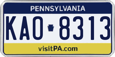 PA license plate KAO8313