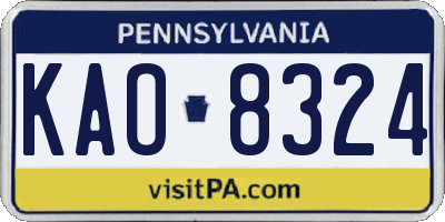 PA license plate KAO8324