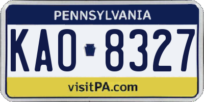 PA license plate KAO8327