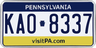 PA license plate KAO8337