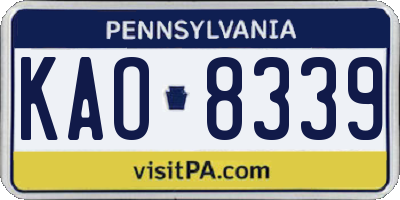 PA license plate KAO8339