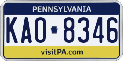 PA license plate KAO8346