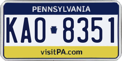 PA license plate KAO8351