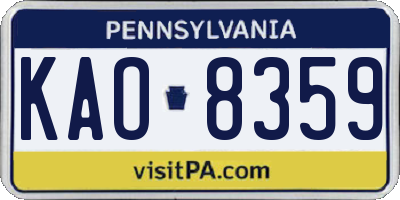 PA license plate KAO8359