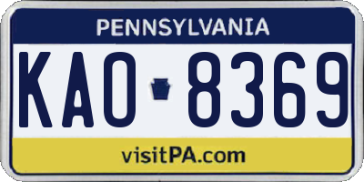 PA license plate KAO8369