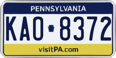 PA license plate KAO8372