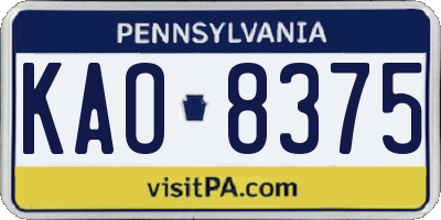 PA license plate KAO8375