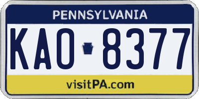 PA license plate KAO8377