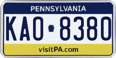 PA license plate KAO8380