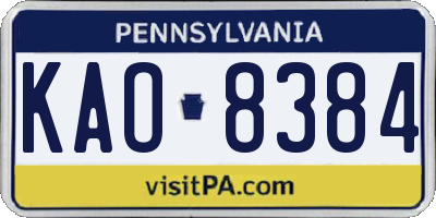 PA license plate KAO8384