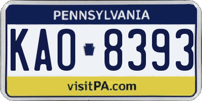 PA license plate KAO8393