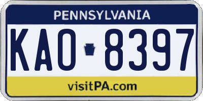 PA license plate KAO8397