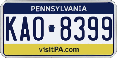 PA license plate KAO8399