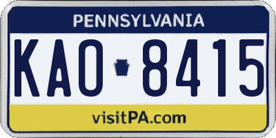 PA license plate KAO8415