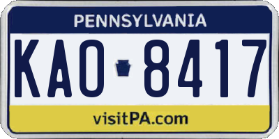 PA license plate KAO8417