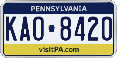 PA license plate KAO8420