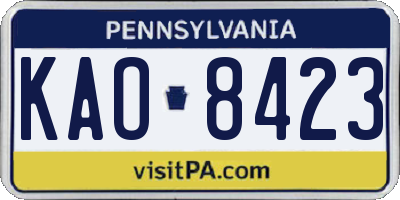 PA license plate KAO8423