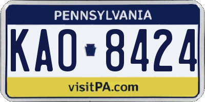 PA license plate KAO8424