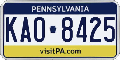 PA license plate KAO8425