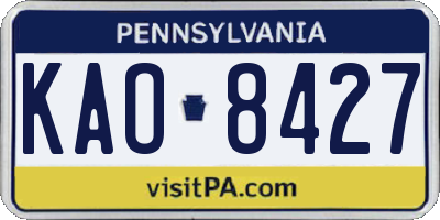 PA license plate KAO8427