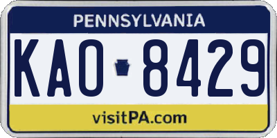 PA license plate KAO8429