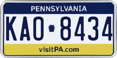 PA license plate KAO8434