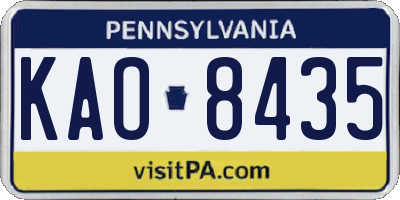 PA license plate KAO8435