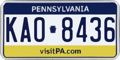 PA license plate KAO8436