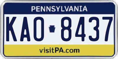 PA license plate KAO8437