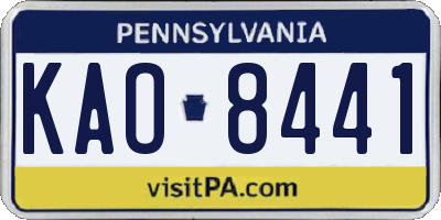 PA license plate KAO8441