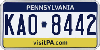 PA license plate KAO8442