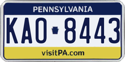 PA license plate KAO8443