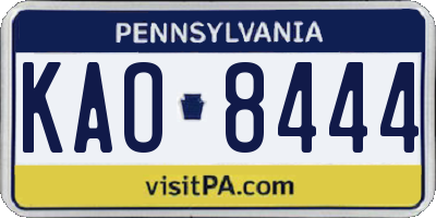 PA license plate KAO8444