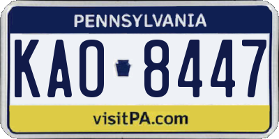 PA license plate KAO8447