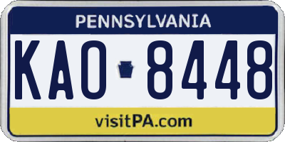 PA license plate KAO8448
