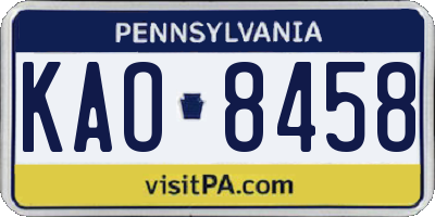 PA license plate KAO8458