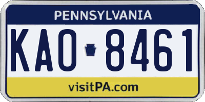 PA license plate KAO8461