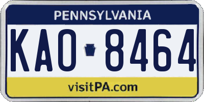 PA license plate KAO8464