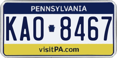 PA license plate KAO8467