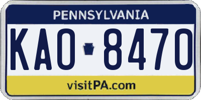 PA license plate KAO8470