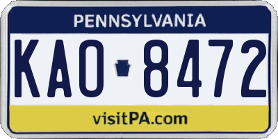 PA license plate KAO8472