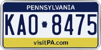 PA license plate KAO8475