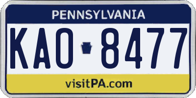 PA license plate KAO8477